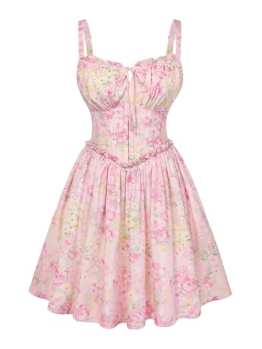 Floral Corset Mini Dress Sleeveless A-Line Sundress